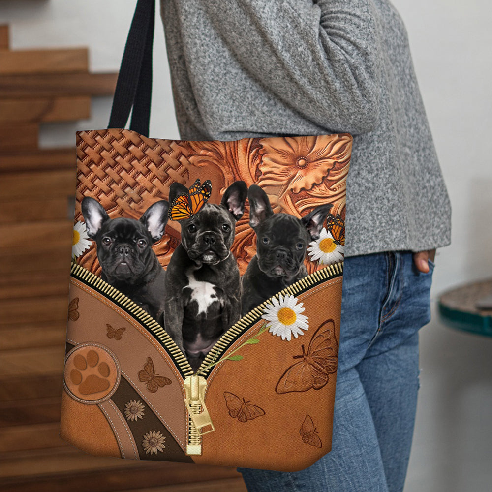 French Bulldog Daisy Flower And Butterfly Tote Bag