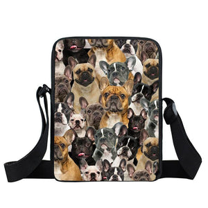 A Bunch Of French Bulldogs Oxford Cloth Zipped Messenger Bag
