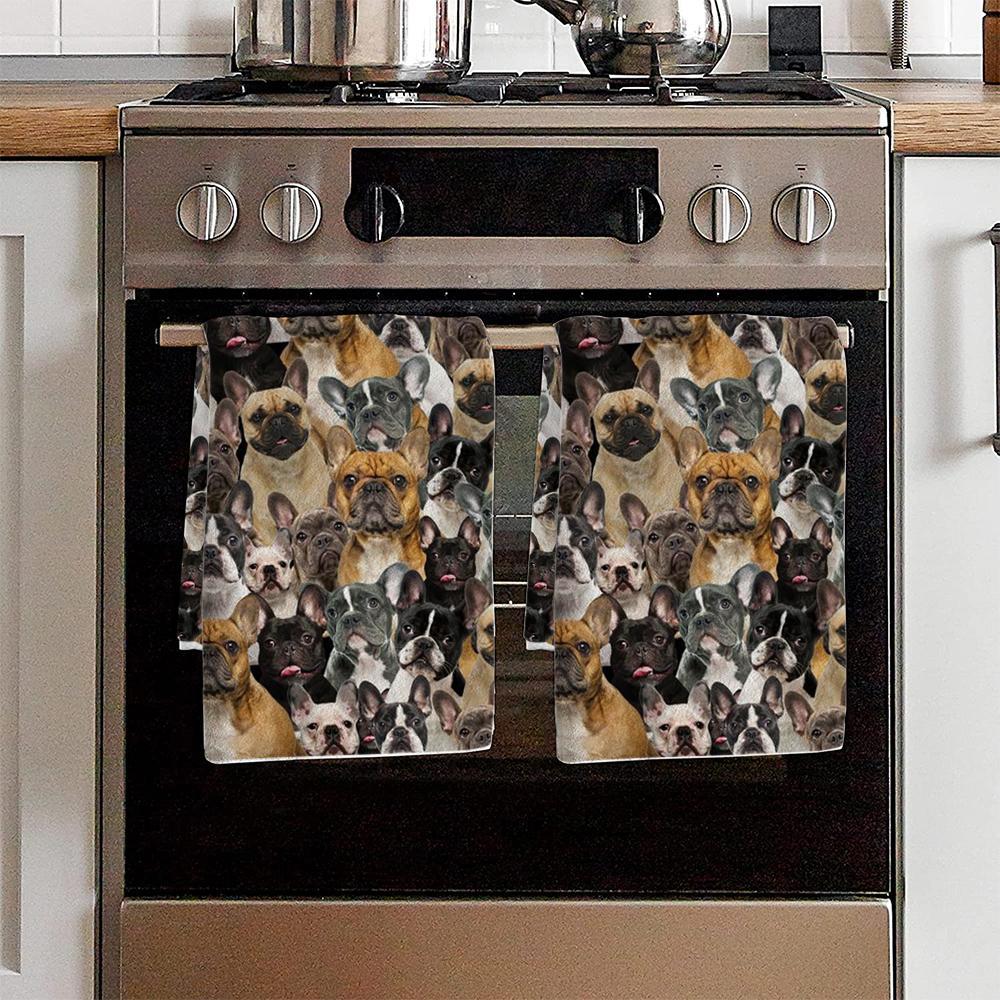 A Bunch Of French Bulldogs Kitchen Towel