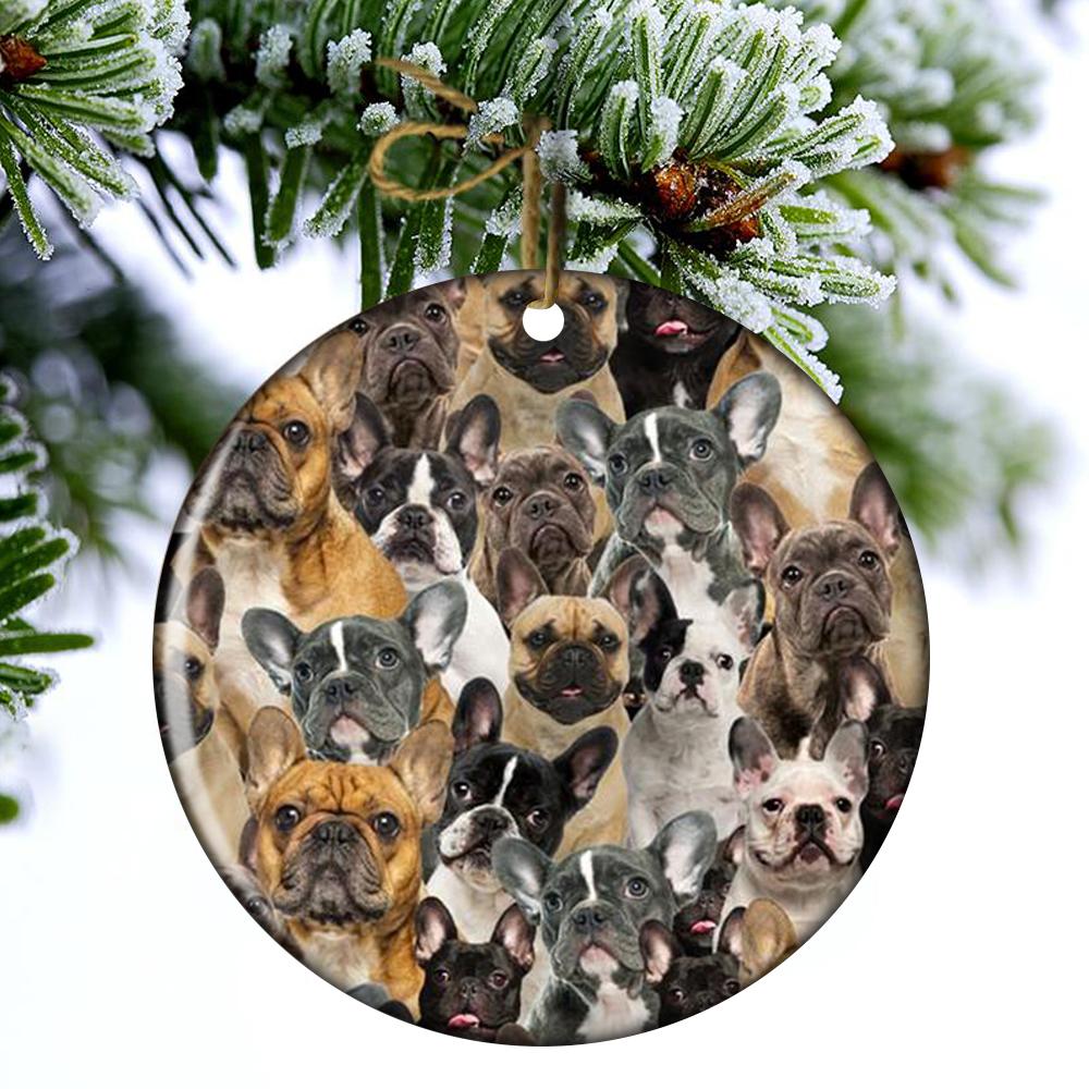 A Bunch Of French Bulldogs Porcelain/Ceramic Ornament