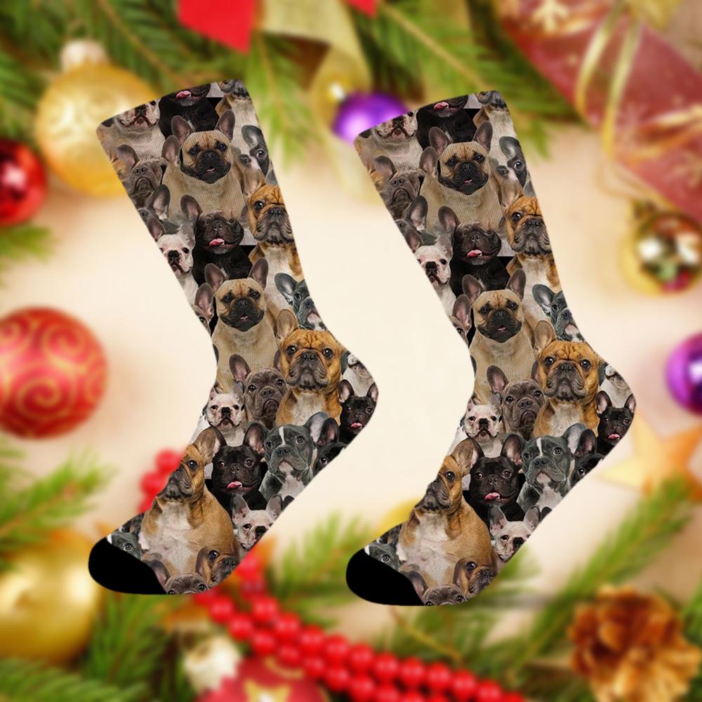 A Bunch Of French Bulldogs Socks
