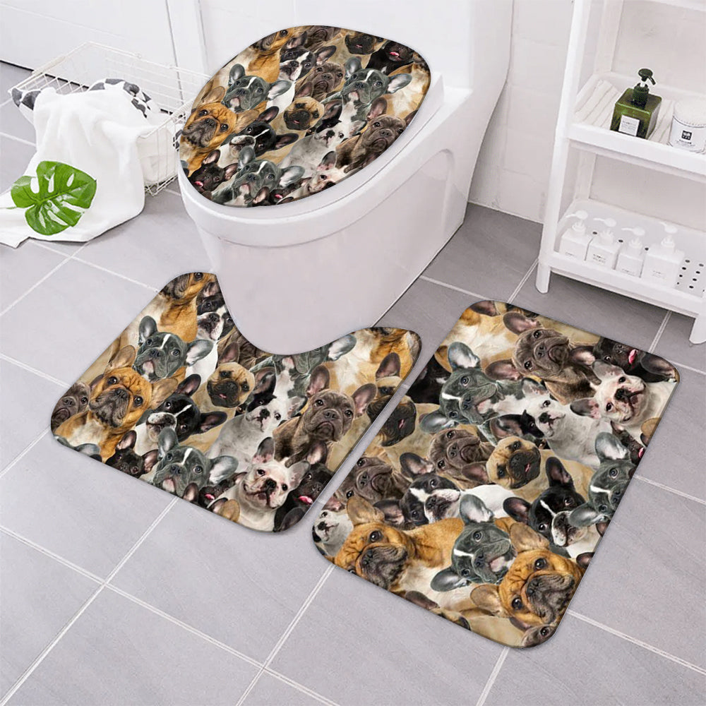 A Bunch Of French Bulldogs Bathroom Mat Set
