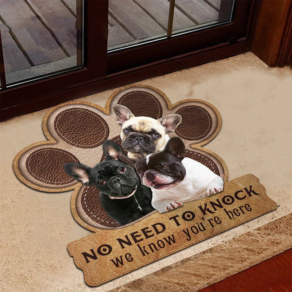 French bulldog No Need To Knock We Know You're Here Custom Doormat