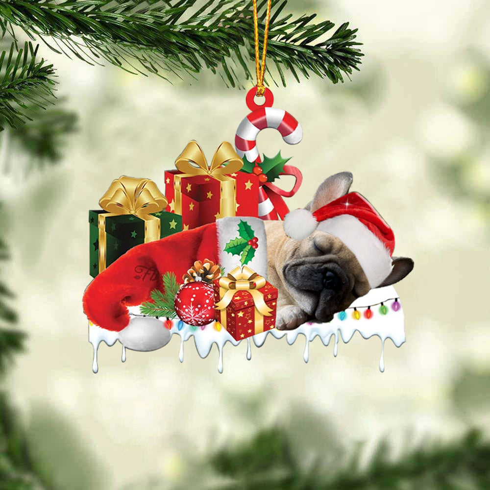 French bulldog 2 Merry Christmas Hanging Ornament-0211