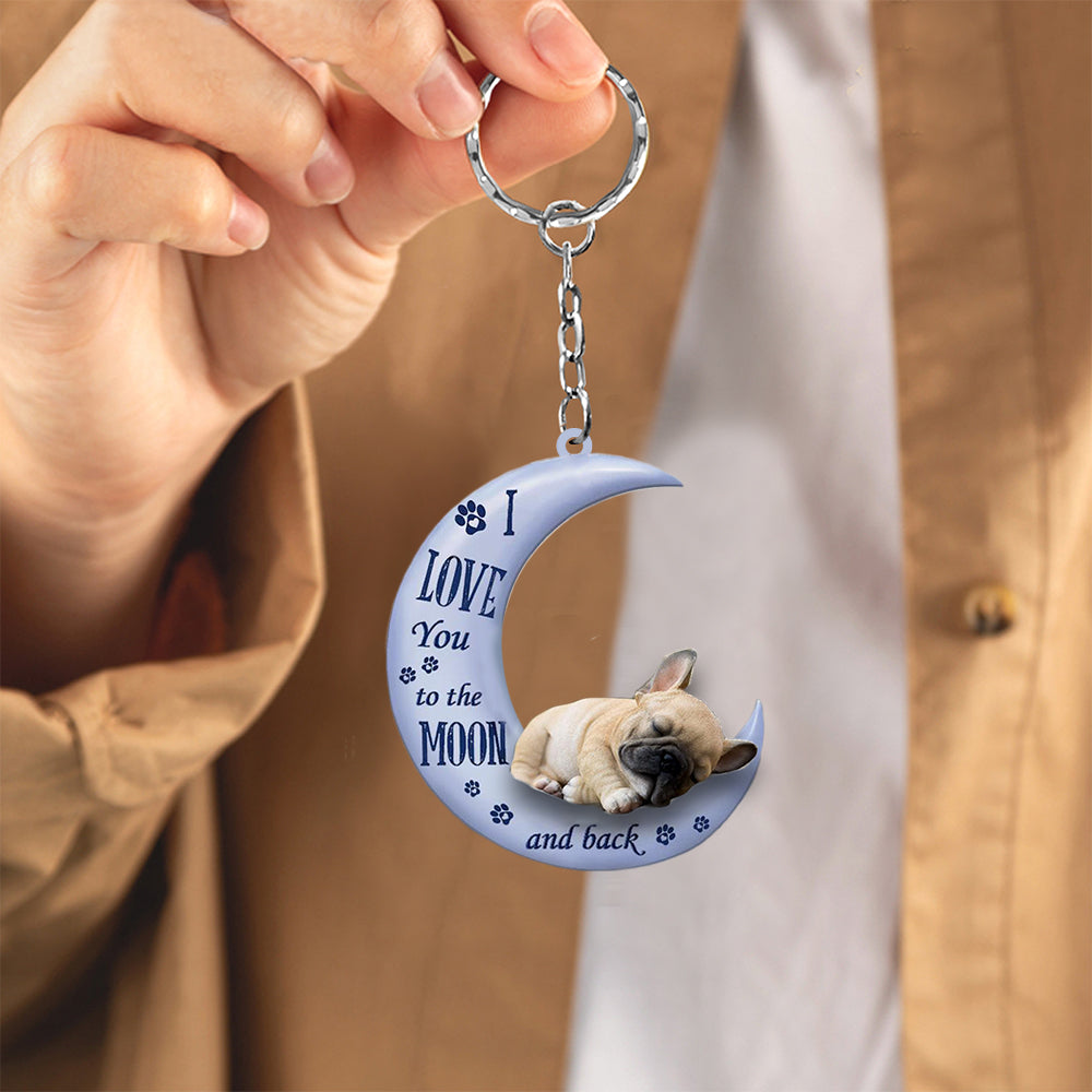 French bulldog I Love You To The Moon And Back Flat Acrylic Keychain