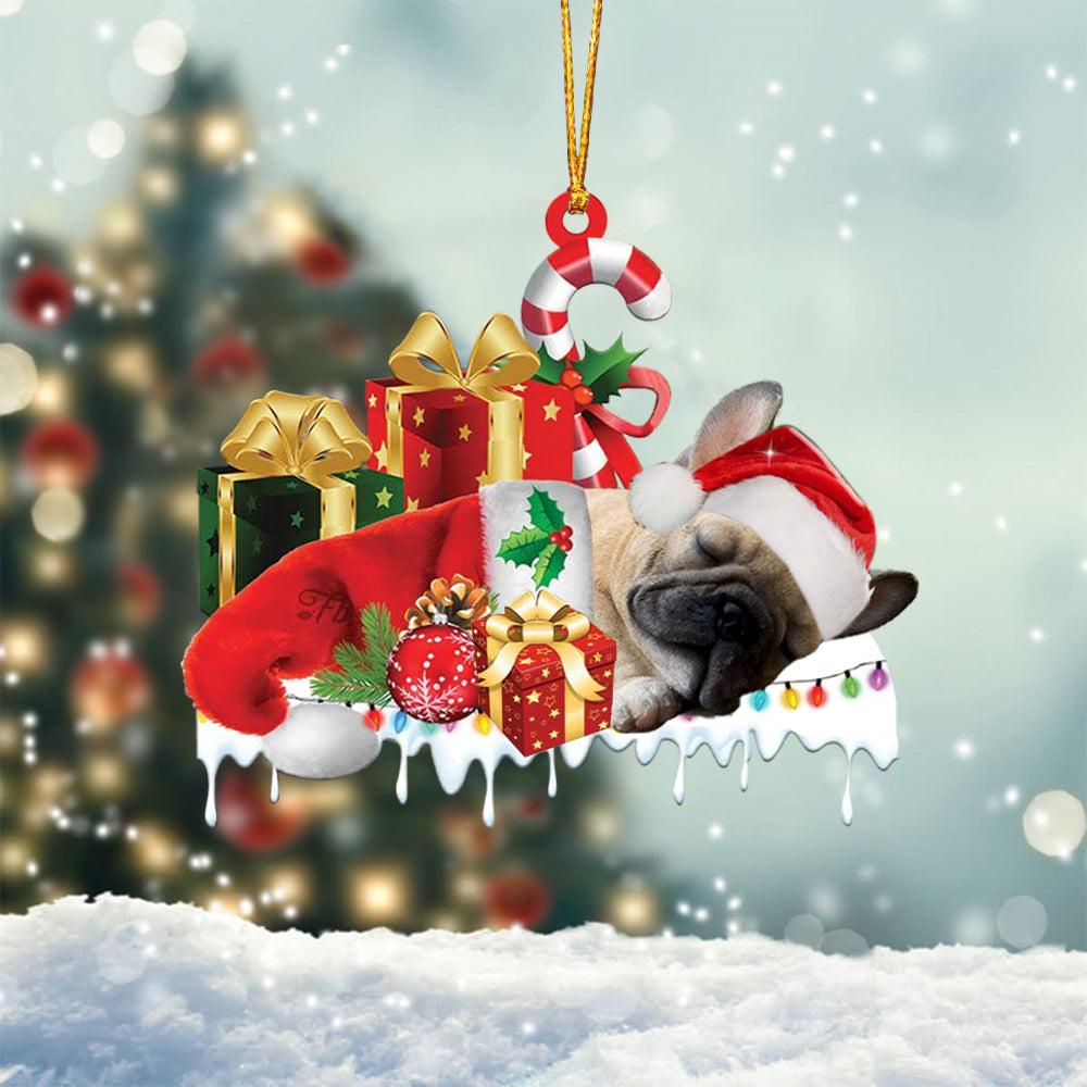 French bulldog 2 Merry Christmas Hanging Ornament-0211