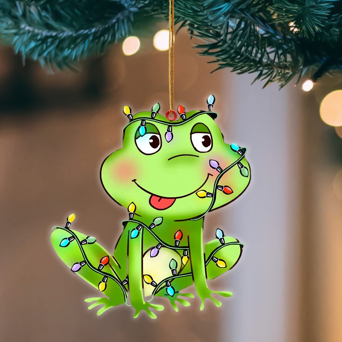 Frog Christmas Light Hanging Ornament