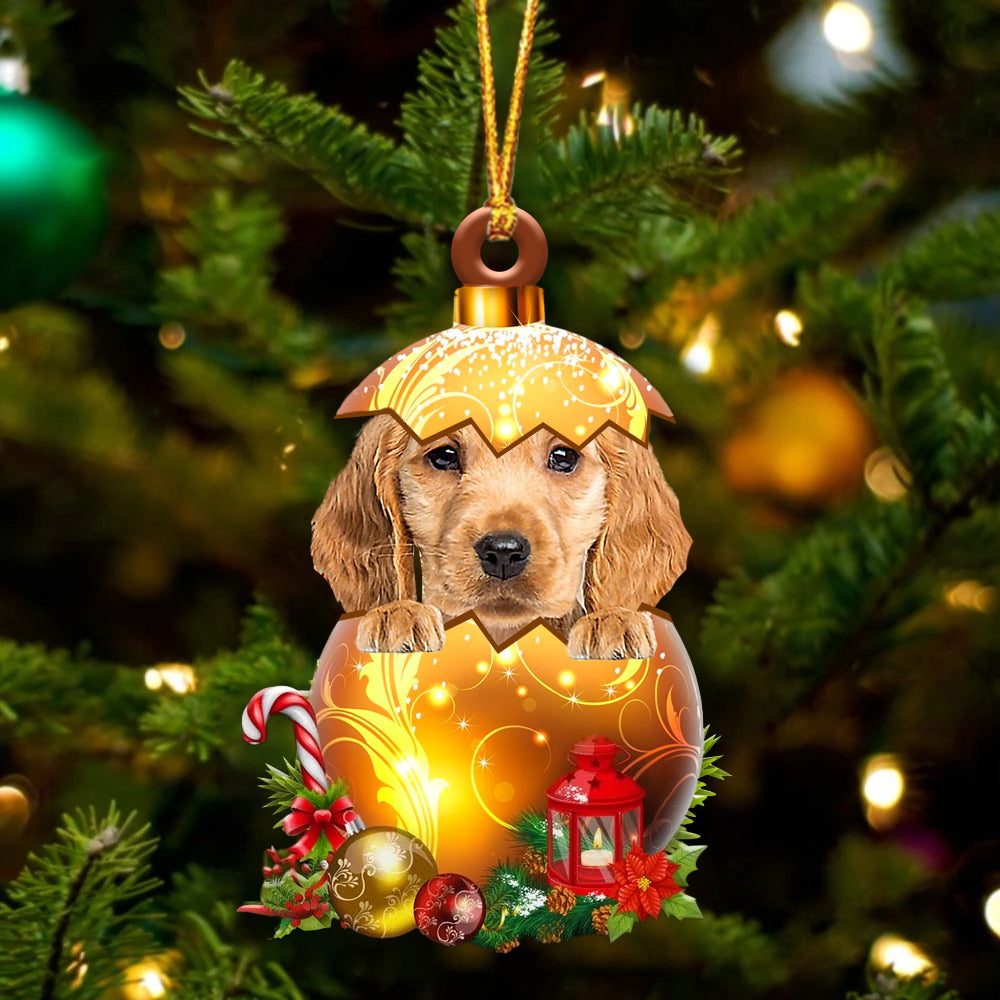 GOLDEN Cocker Spaniel In Golden Egg Christmas Ornament
