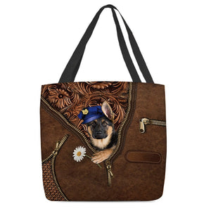 German Shepherd Holding Daisy Tote Bag