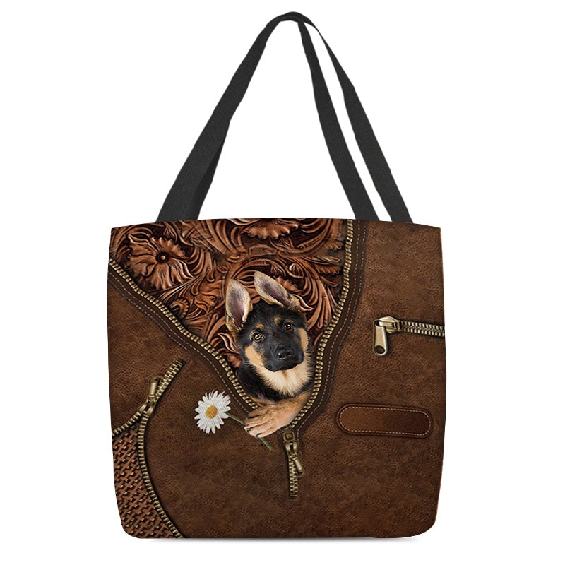 German Shepherd 3 Holding Daisy Tote Bag