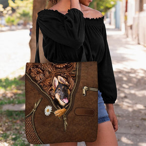 German Shepherd 4 Holding Daisy Tote Bag