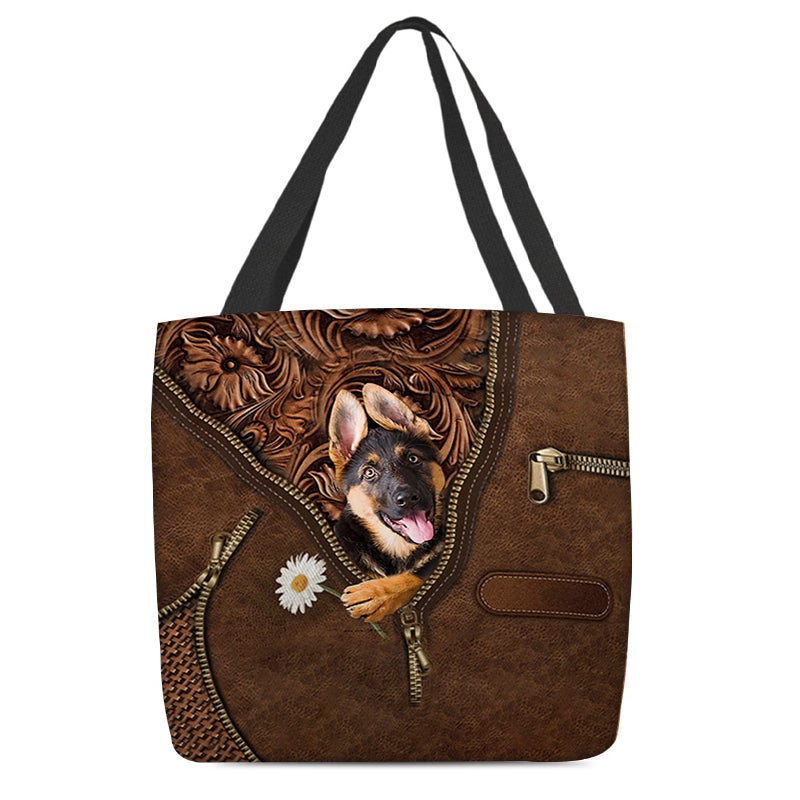 German Shepherd 4 Holding Daisy Tote Bag