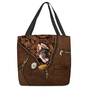 German Shepherd 4 Holding Daisy Tote Bag