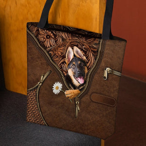 German Shepherd 4 Holding Daisy Tote Bag