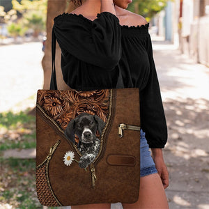 German Shorthaired Pointer Holding Daisy Tote Bag