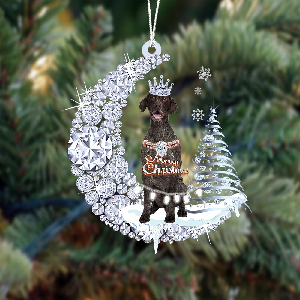 German Shorthaired Pointer Diamond Moon Merry Christmas Ornament