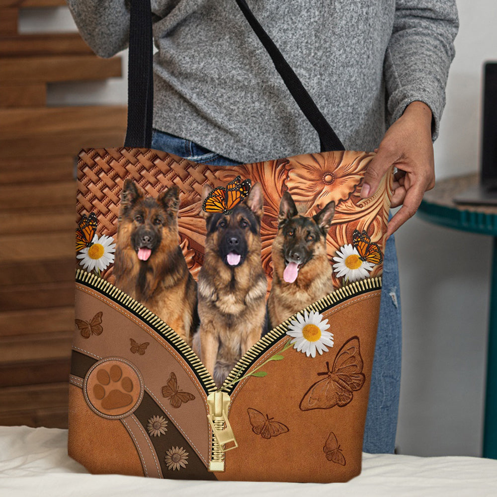 German Shepherd02 Daisy Flower And Butterfly Tote Bag