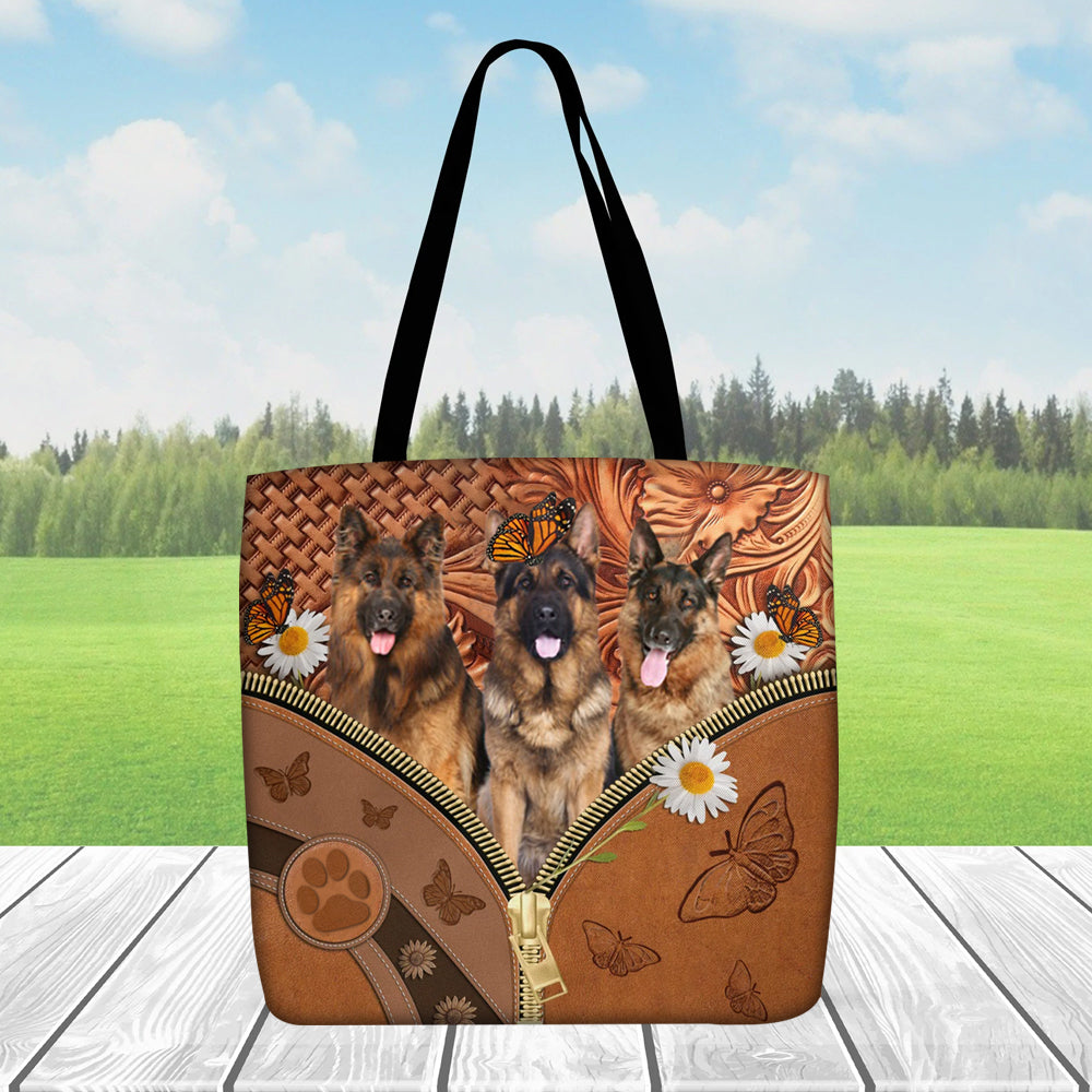 German Shepherd02 Daisy Flower And Butterfly Tote Bag