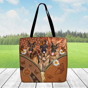 German Shepherd02 Daisy Flower And Butterfly Tote Bag