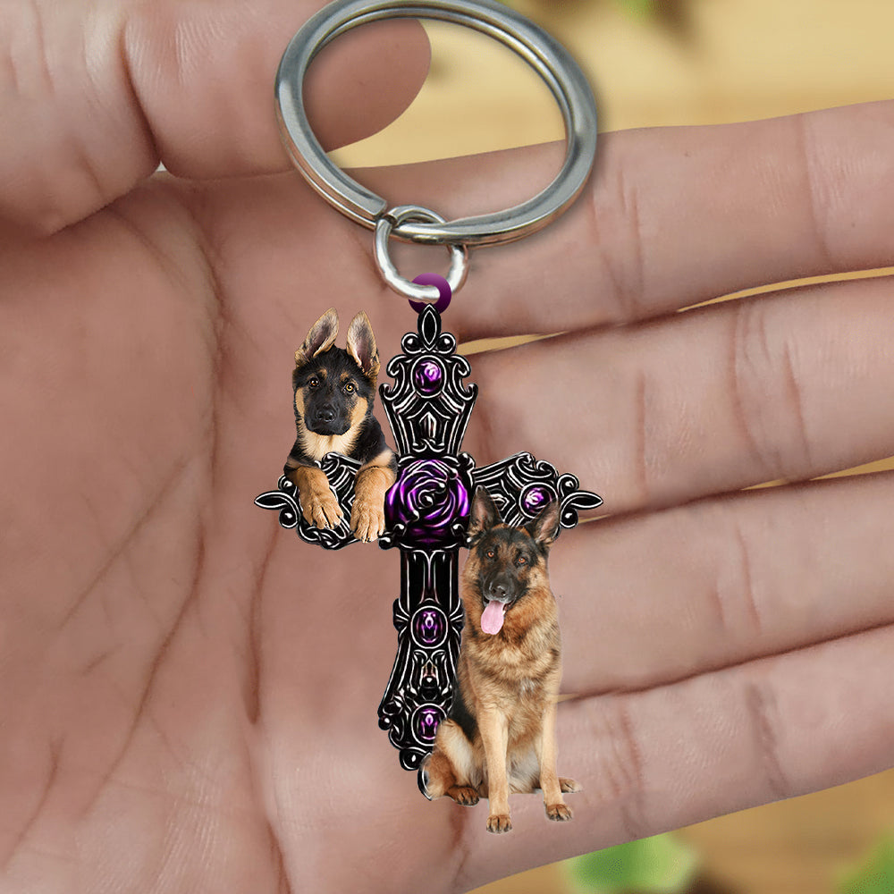 German Shepherd Pray For God Acrylic Keychain