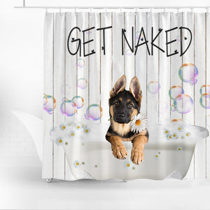 German Shepherd Get Naked Daisy Shower Curtain