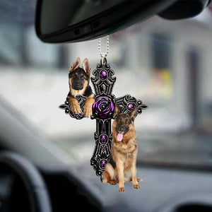 German Shepherd Pray For God Car Hanging Ornament