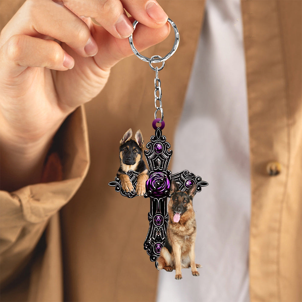German Shepherd Pray For God Acrylic Keychain