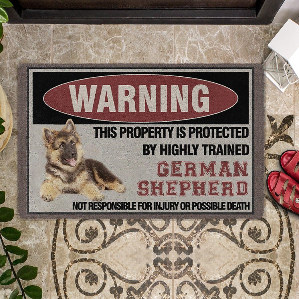 THIS PROPERTY IS PROTECTED BY HIGHLY TRAINED German Shepherd 02 Doormat
