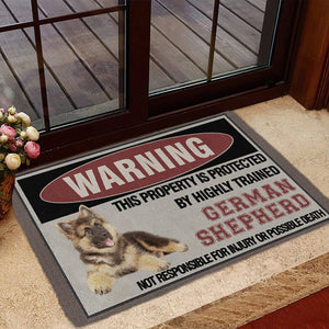 THIS PROPERTY IS PROTECTED BY HIGHLY TRAINED German Shepherd 02 Doormat