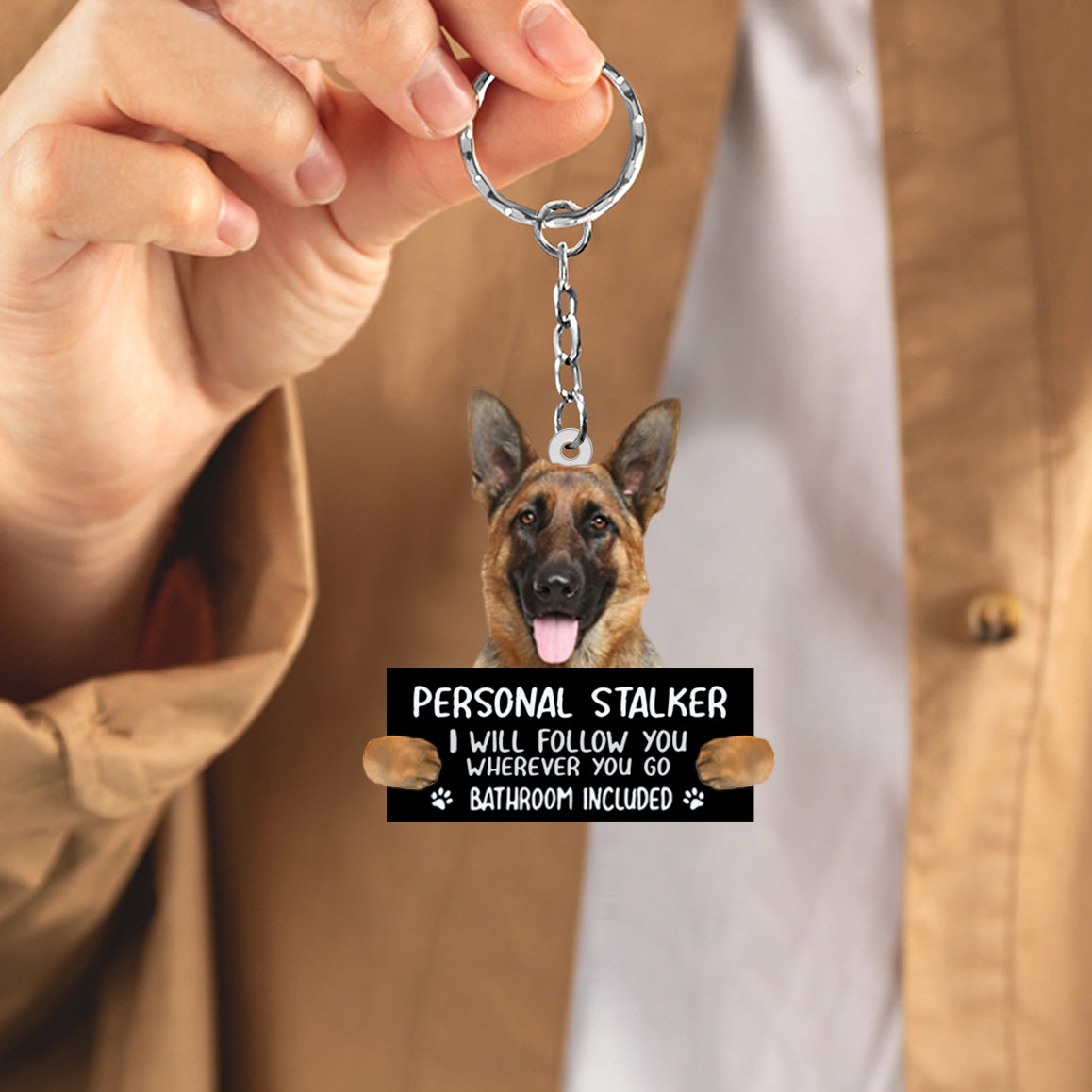 German Shepherd Personal Stalker Acrylic Keychain