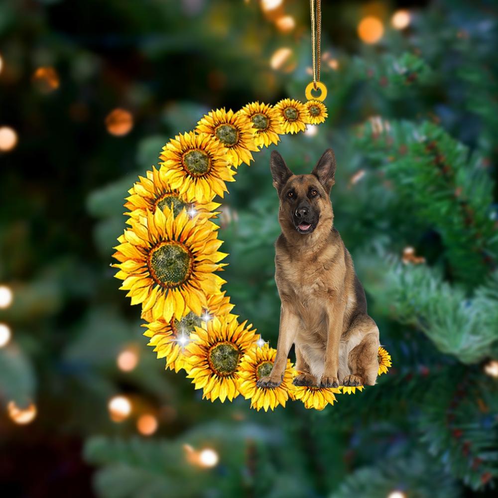 German Shepherd On Sunflower Moon Ornament