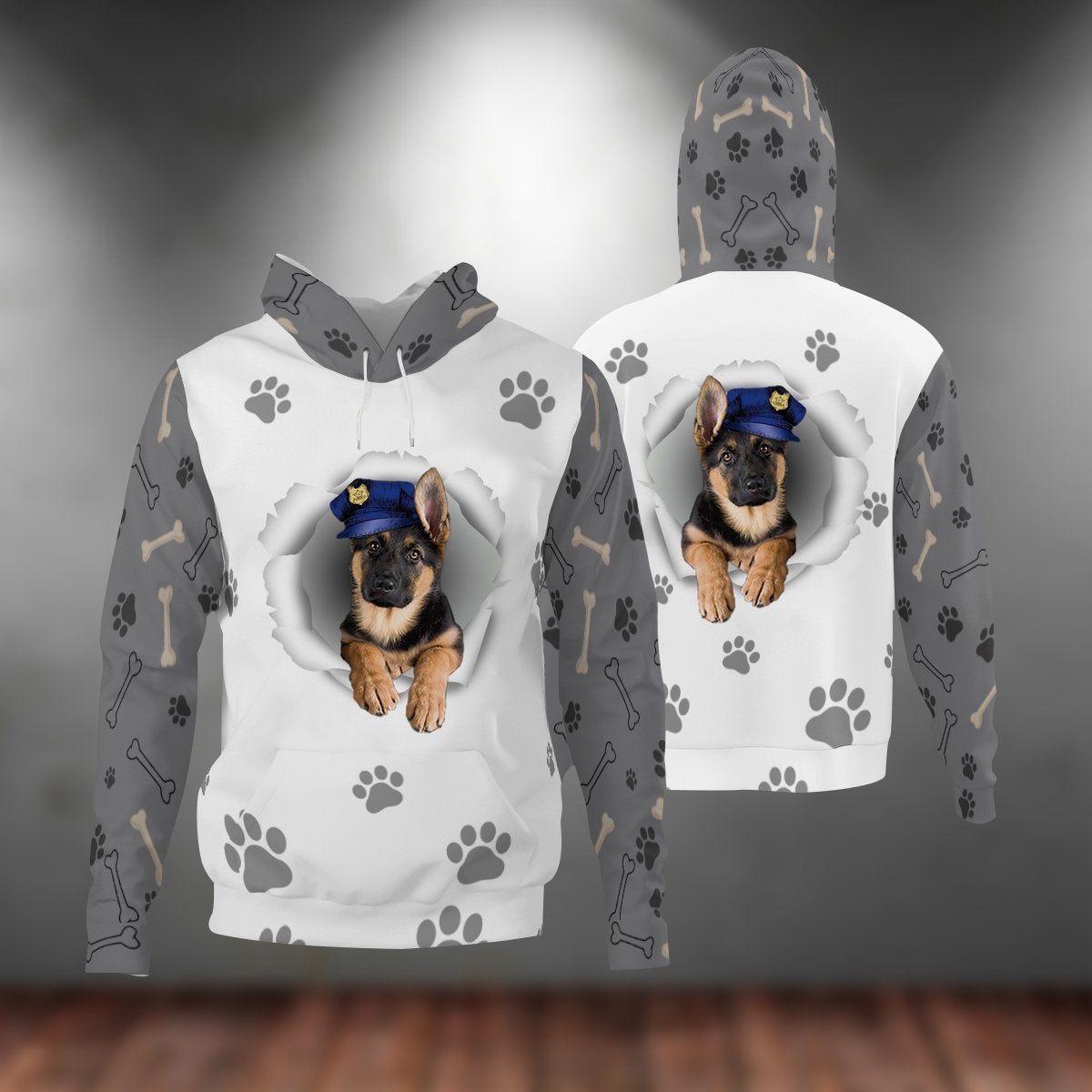 German Shepherd 2-Paw Dog Unisex Hoodie