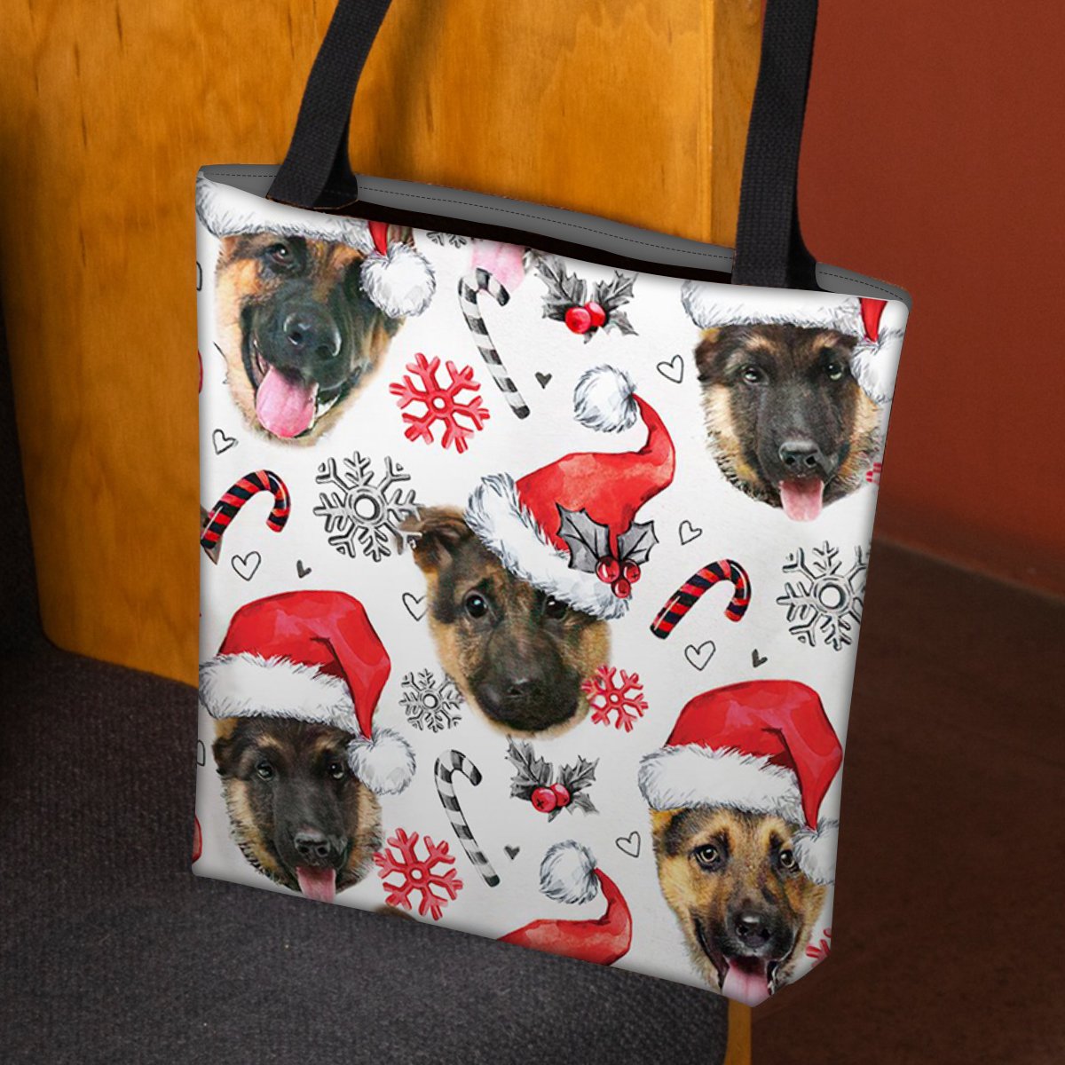 German Shepherd Merry Christmas Tote Bag