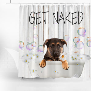 German Shepherd 2 Get Naked Daisy Shower Curtain