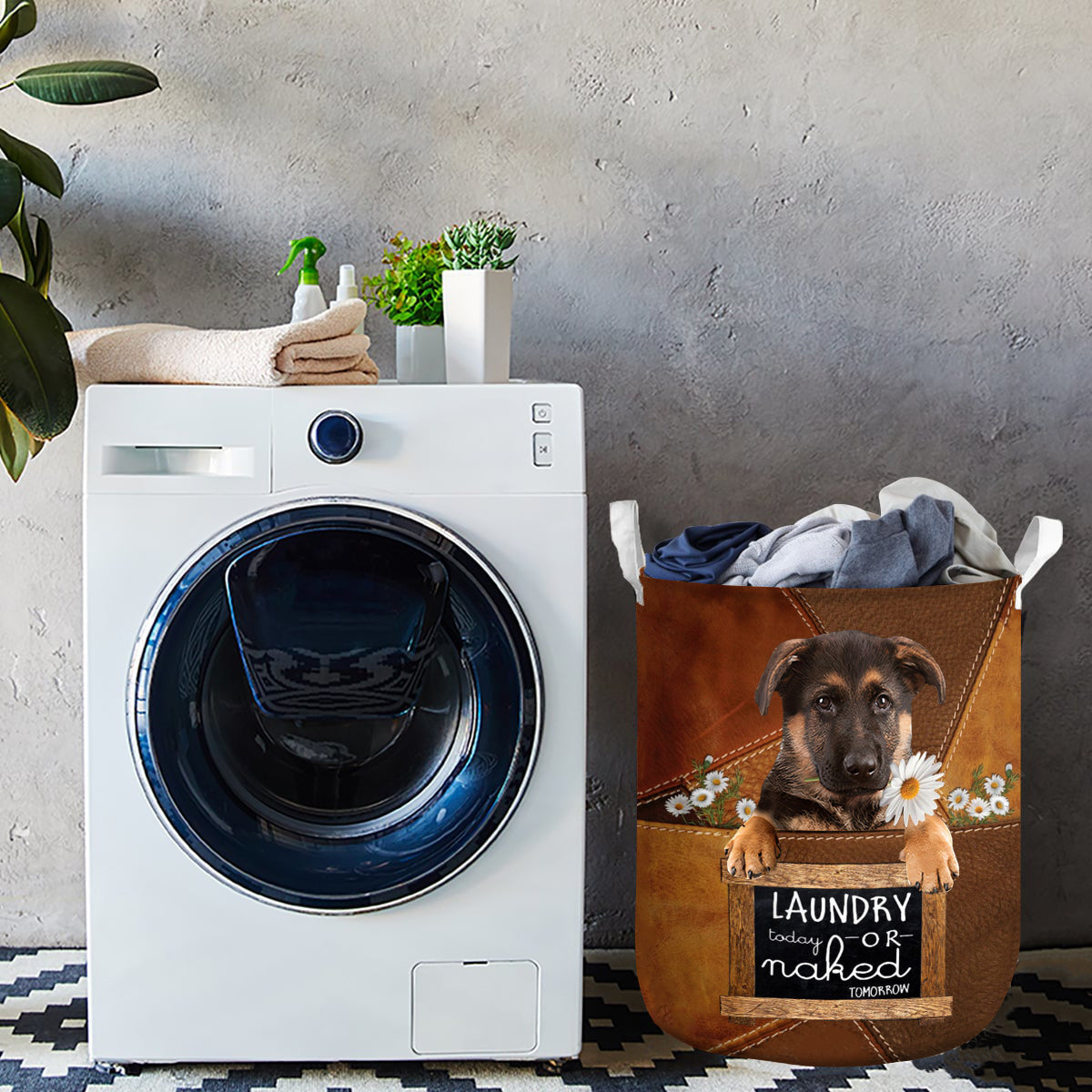 German Shepherd Laundry Today Or Naked Tomorrow Laundry Basket