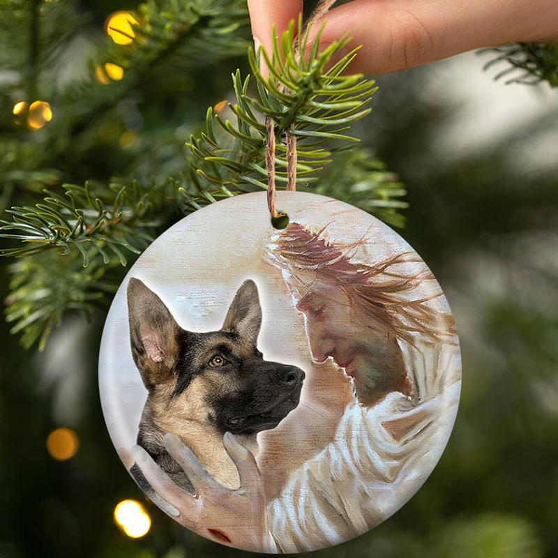 New Release -German Shepherd 02 With God Porcelain/Ceramic Ornament