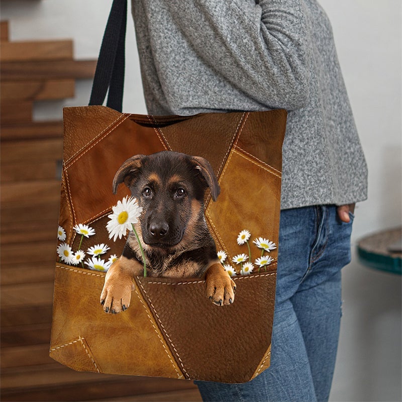 German Shepherd02 Holding Daisy  All Over Printed Tote Bag