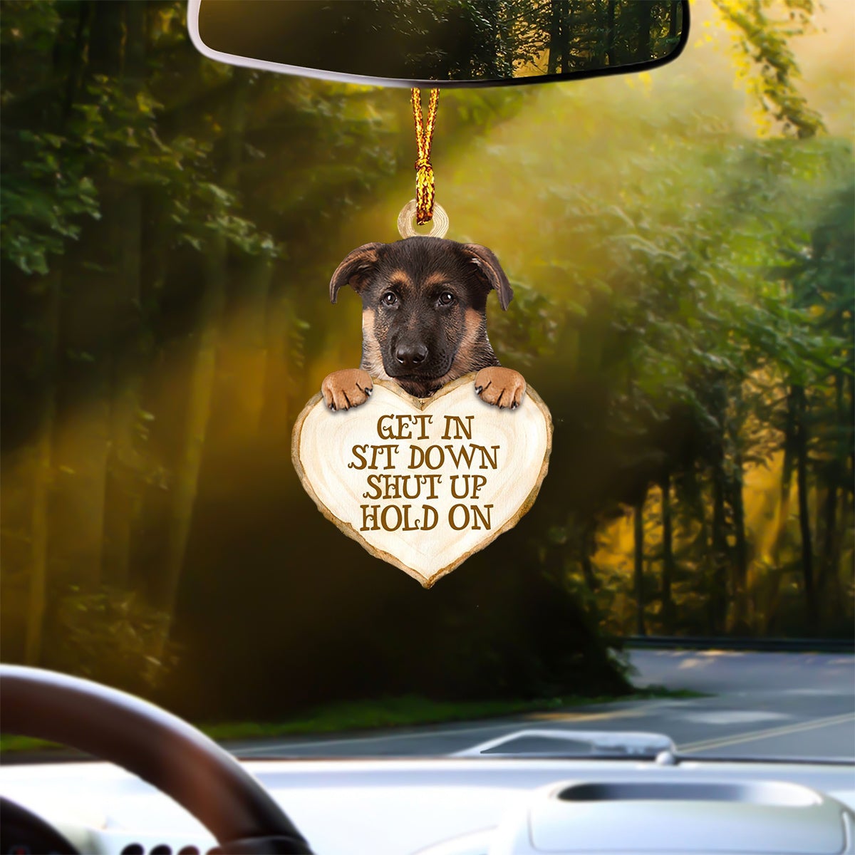 German Shepherd Heart Shape Get In Car Hanging Ornament