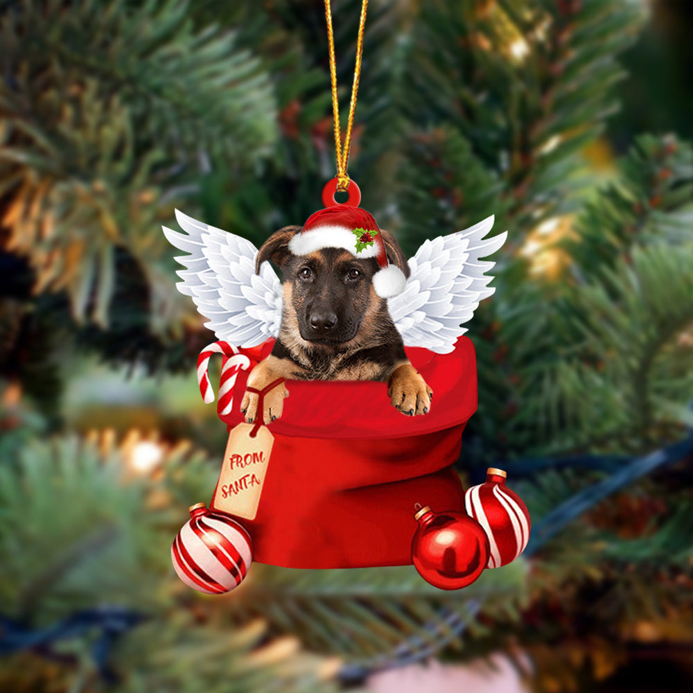 German Shepherd 2 Angel Gift From Santa Christmas Ornament