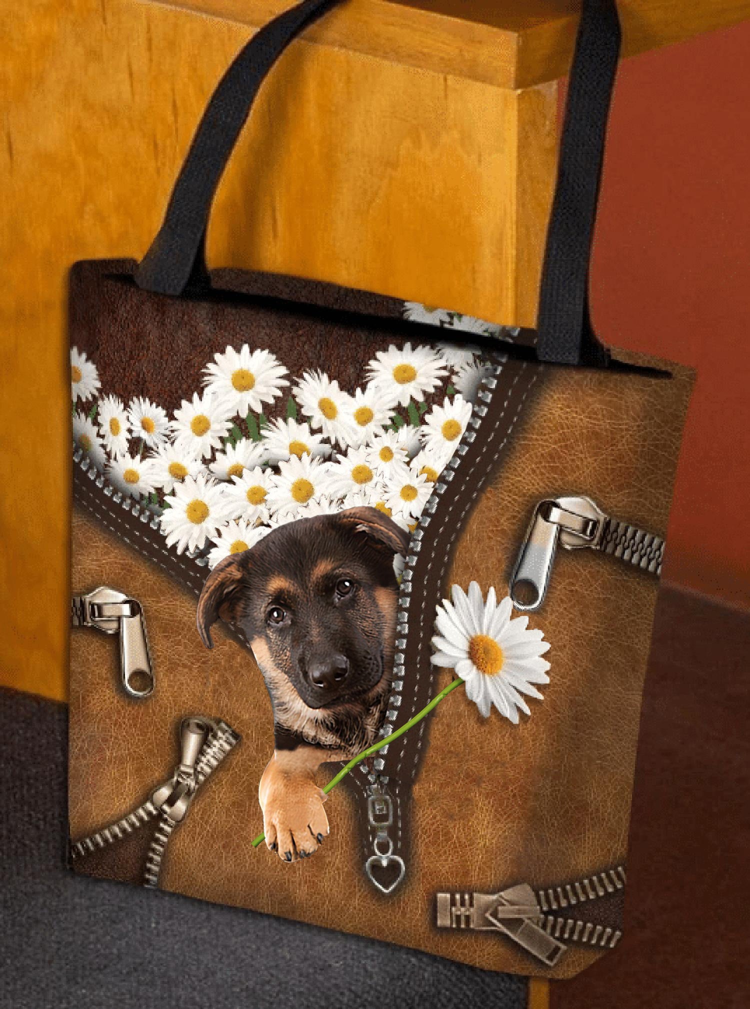 German Shepherd 2 Daisy Women Tote Bag