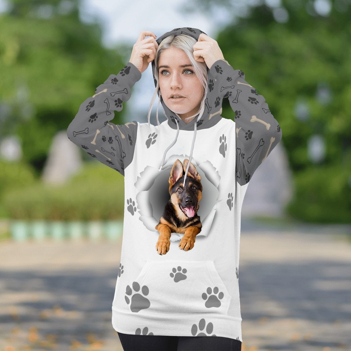 German Shepherd 3-Paw Dog Unisex Hoodie