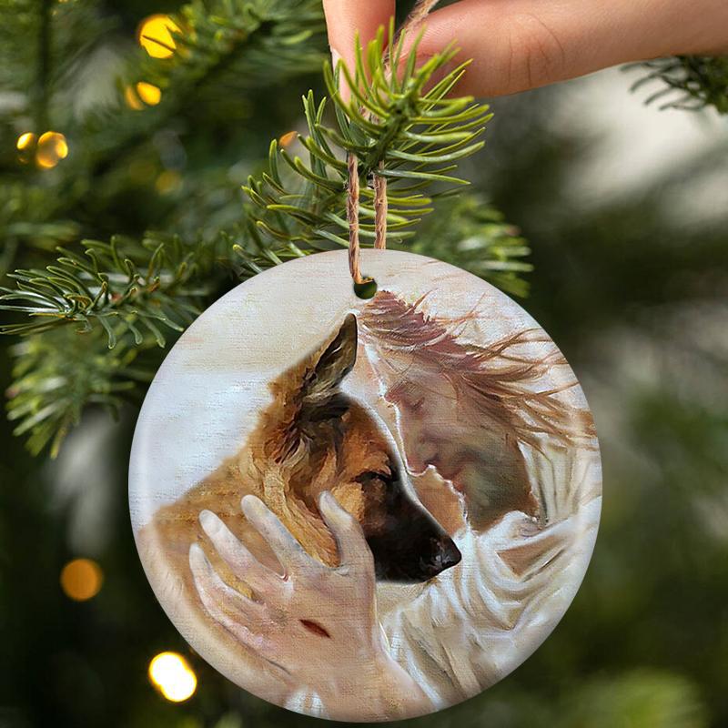 New Release -German Shepherd With God Porcelain/Ceramic Ornament