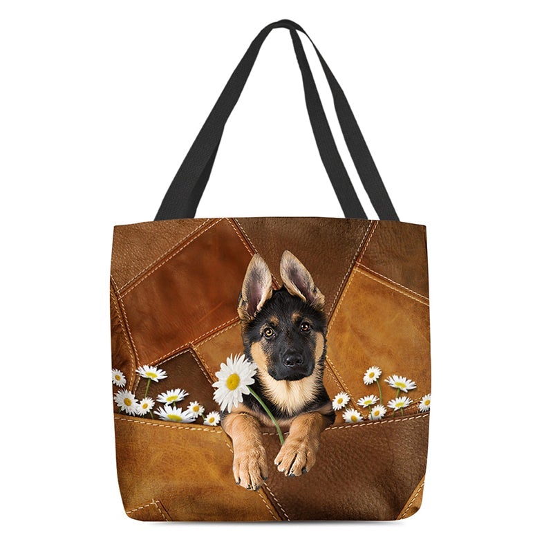 German Shepherd31 Holding Daisy  All Over Printed Tote Bag