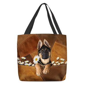 German Shepherd31 Holding Daisy  All Over Printed Tote Bag