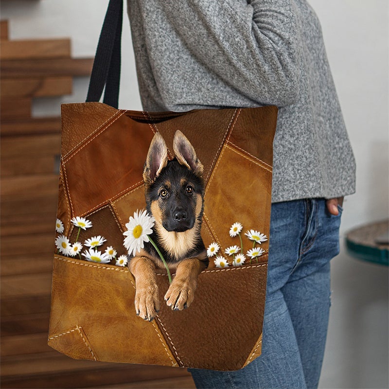 German Shepherd31 Holding Daisy  All Over Printed Tote Bag
