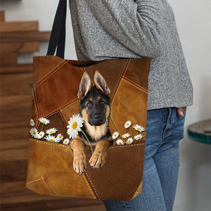 German Shepherd31 Holding Daisy  All Over Printed Tote Bag