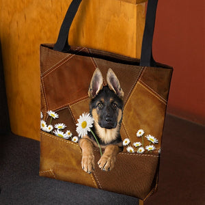 German Shepherd31 Holding Daisy  All Over Printed Tote Bag