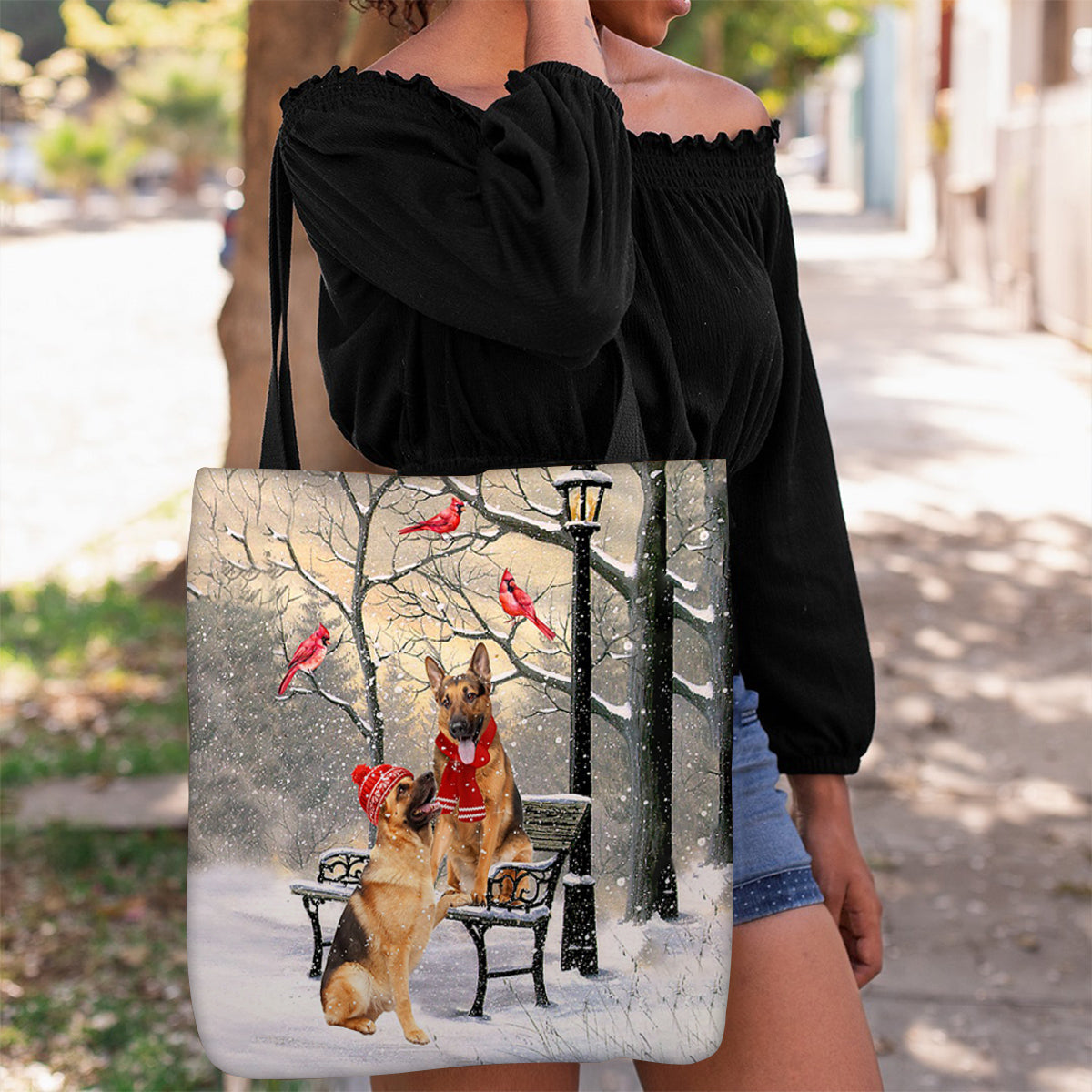 German Shepherd  Hello Christmas/Winter/New Year Tote Bag