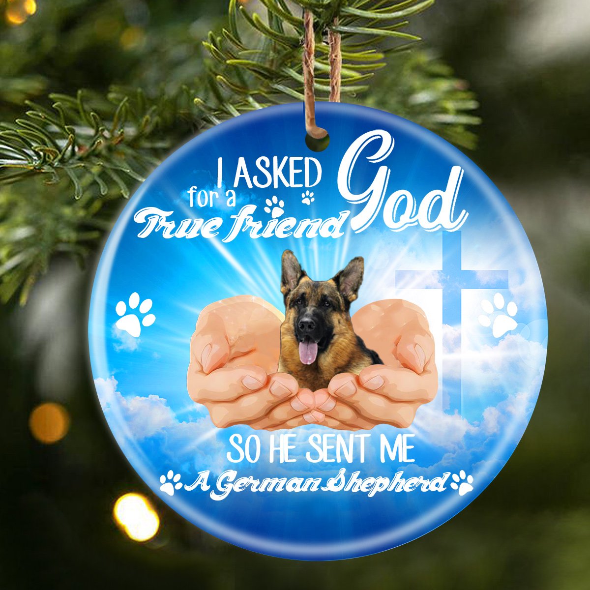 God Send Me A/An German Shepherd Porcelain/Ceramic Ornament