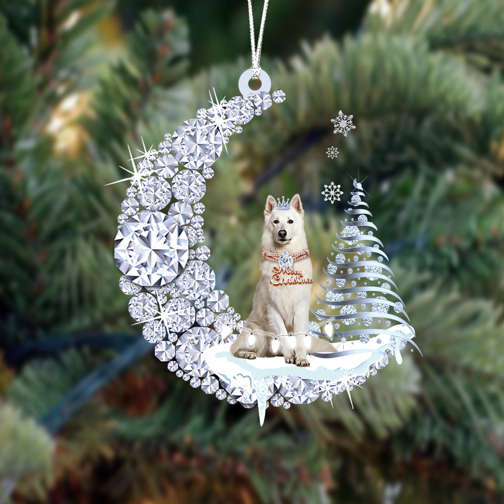 German Shepherd  (1) Diamond Moon Merry Christmas Ornament